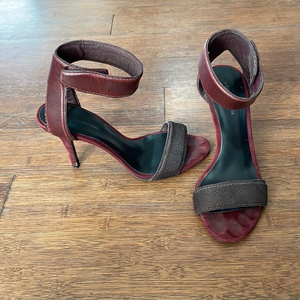 Alexander Wang burgundy heels with Velcro closure around ankle. Size 38